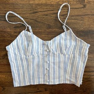 Linen striped cropped top